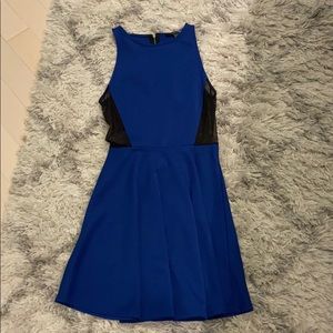 Royal blue mesh side skater dress